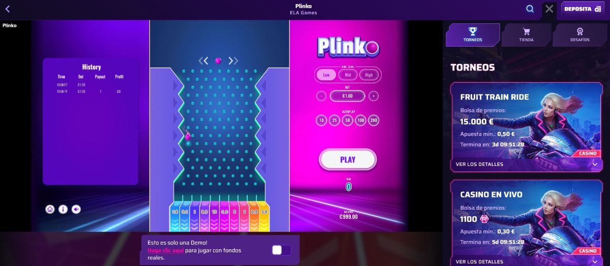 Roby Casino es uno de los mejores casinos con Plinko