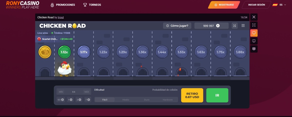 Rony Casino es una de los casinos con Chicken Road más recomendados