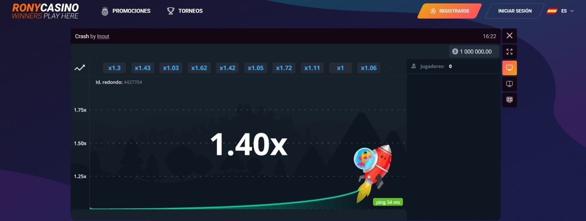 Rony Casino permite probar juegos Crash gratis