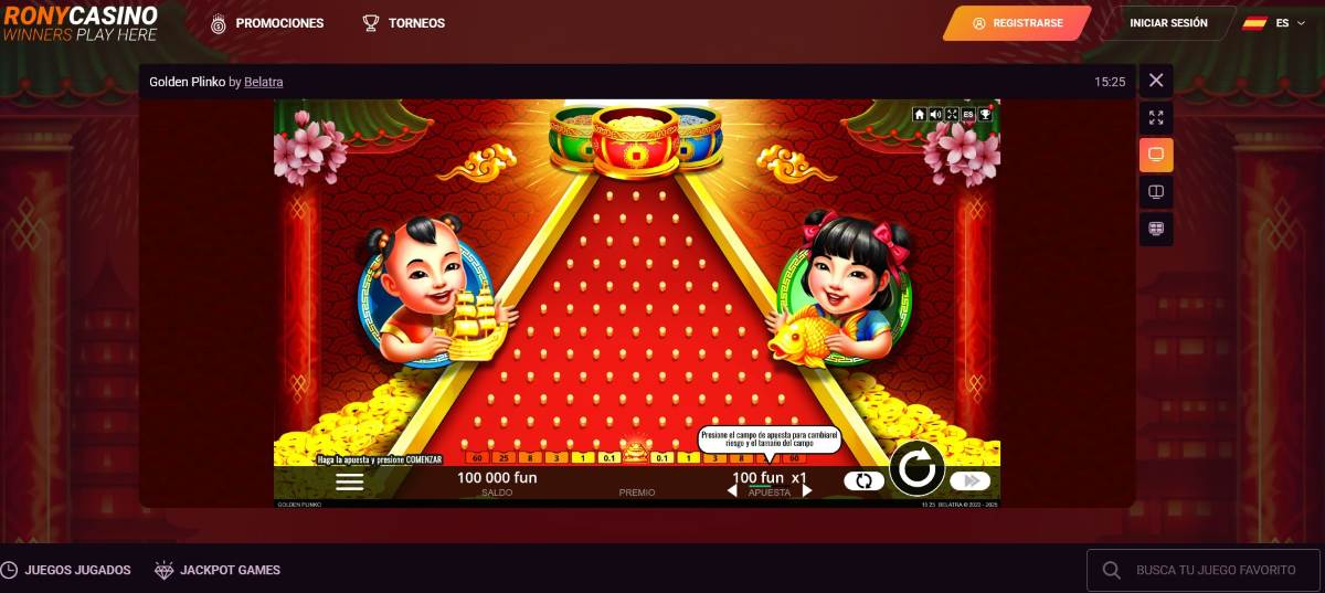 Rony Casino es uno de los mejores casinos con Plinko