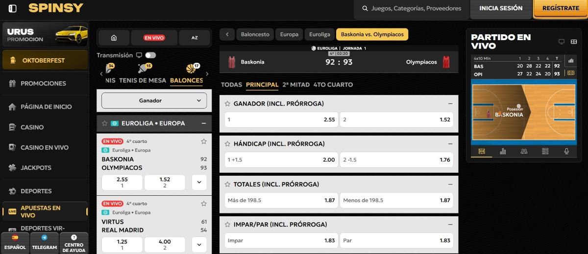 Spinsy es la mejor casa de apuestas de baloncesto del momento