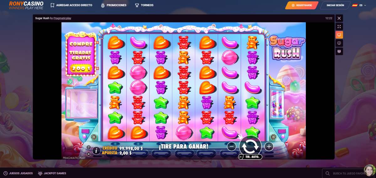 Juega al la Slot Sugar Rush en Rony Casino, donde te esperan grandes premios.