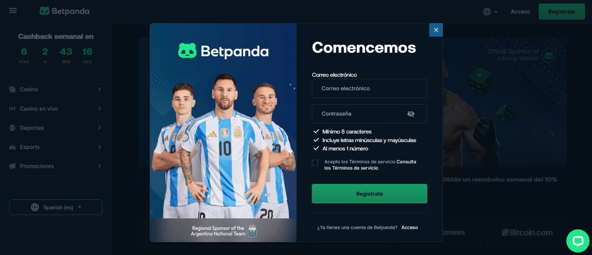 Betpanda admite pronósticos deportivos con BTC