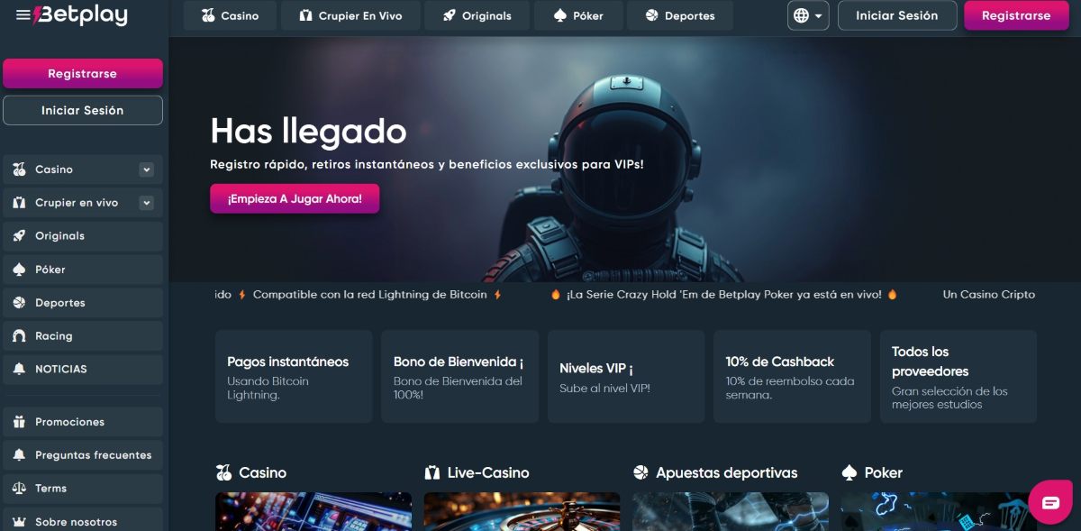 Betplay incluye retiros inmediatos de saldo con criptomonedas