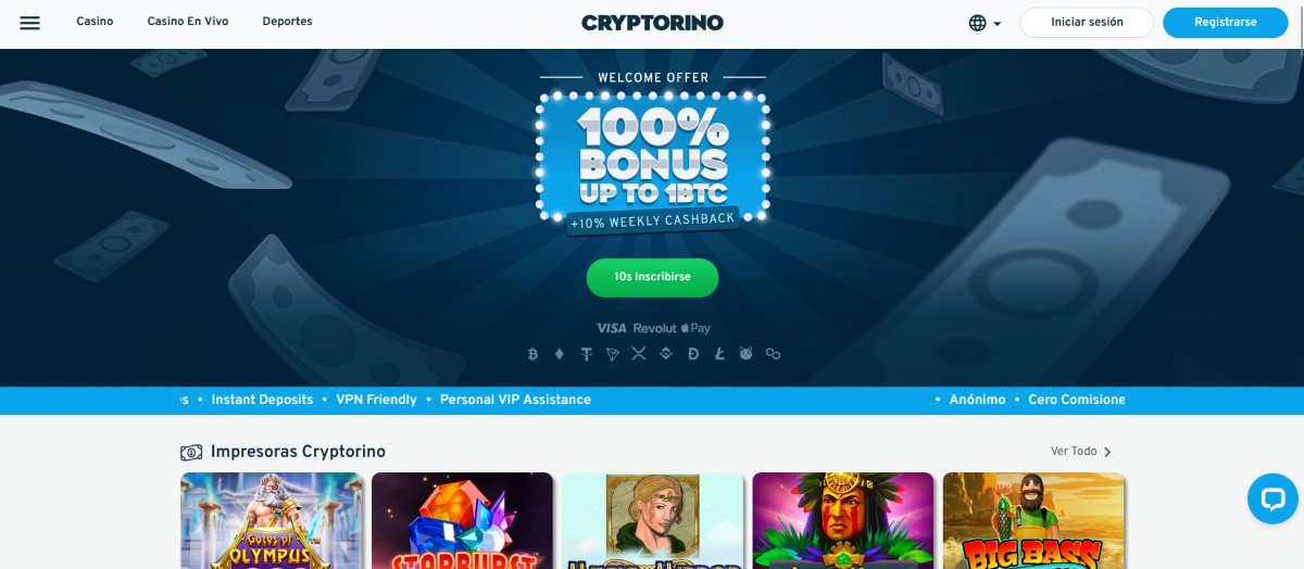 Las apuestas deportivas con criptomonedas están siempre activas en Cryptorino