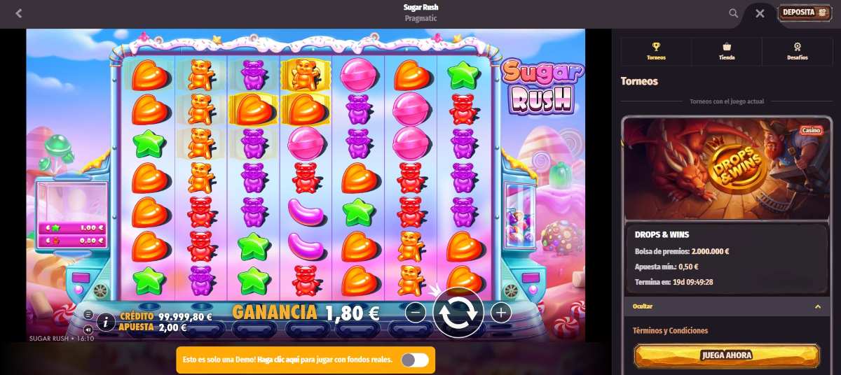 Dragonia permite jugar a Sugar Rush con bonos
