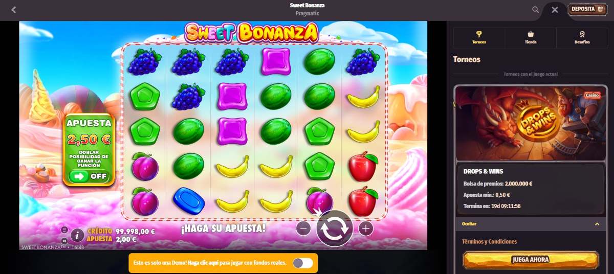 Dragonia incluye Sweet Bonanza gratis y con dinero real
