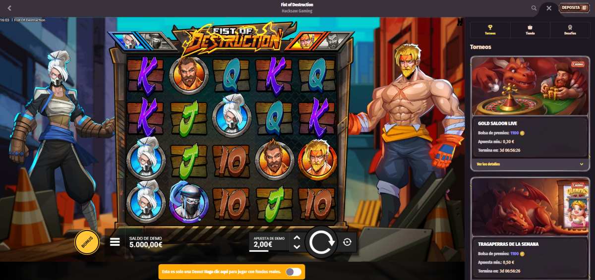 La jugabilidad de Fist of Destruction slot en Dragonia está muy valorada por los usuarios.