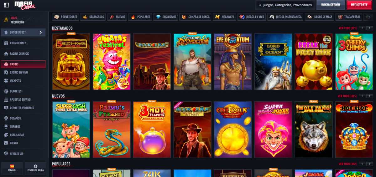 Mafia Casino tiene un gran catálogo de slots