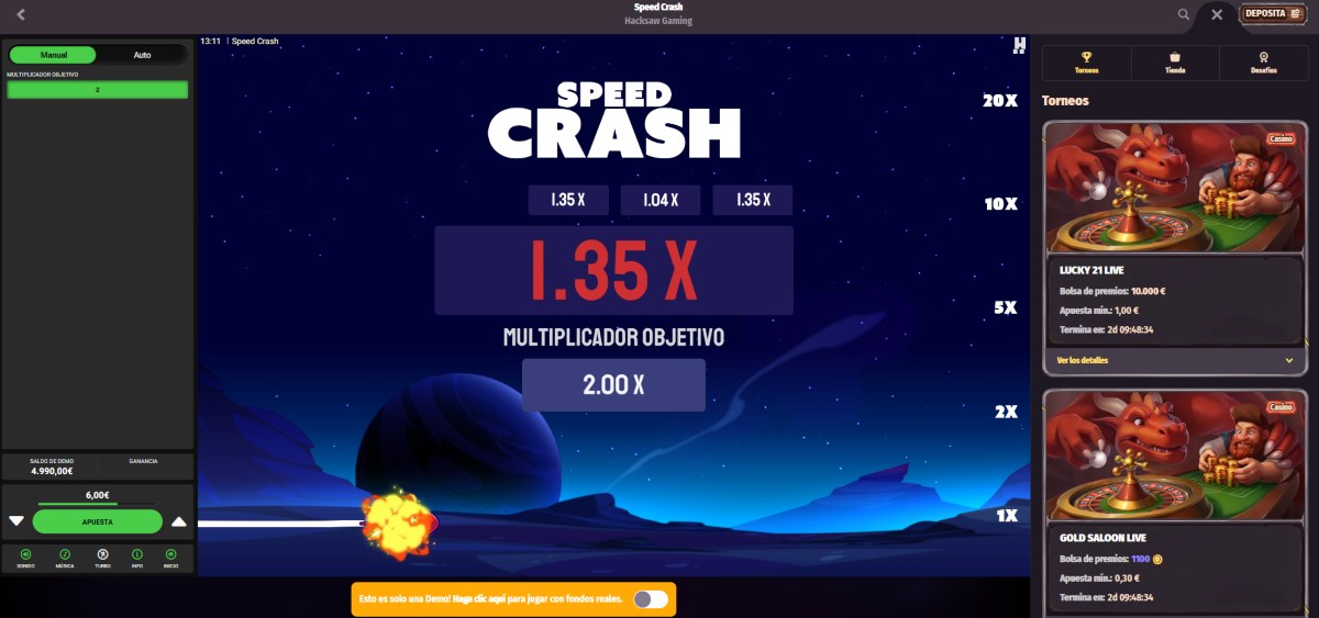 Dragonia permite probar juegos Crash gratis