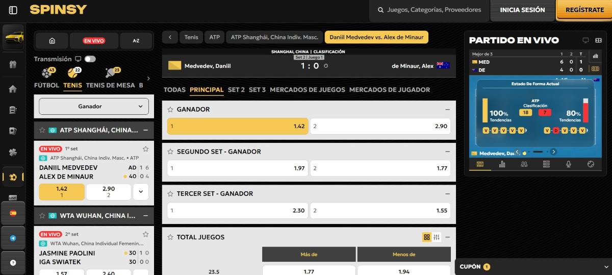 Spinsy admite apuestas deportivas fuera de España