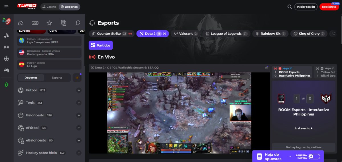 TurboWinz– Excelentes cuotas en apuestas de los eSports