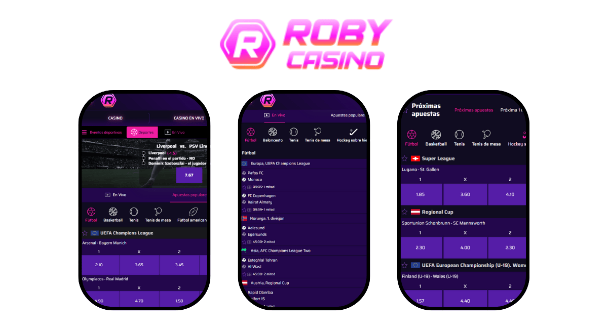 Roby Casino tiene los mejores mercados deportivos en vivo