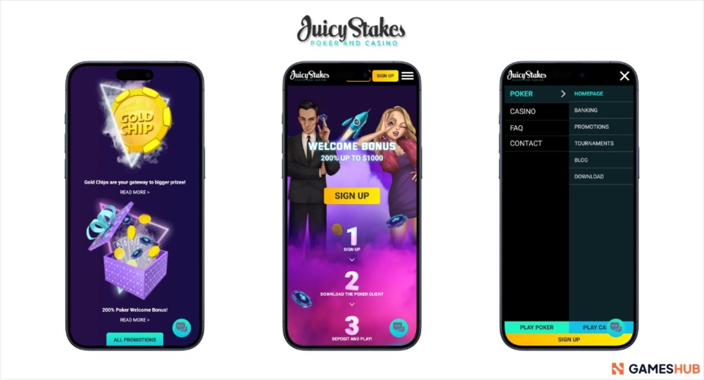 Juicy Stake incluye varias mesas freeroll póker en su web