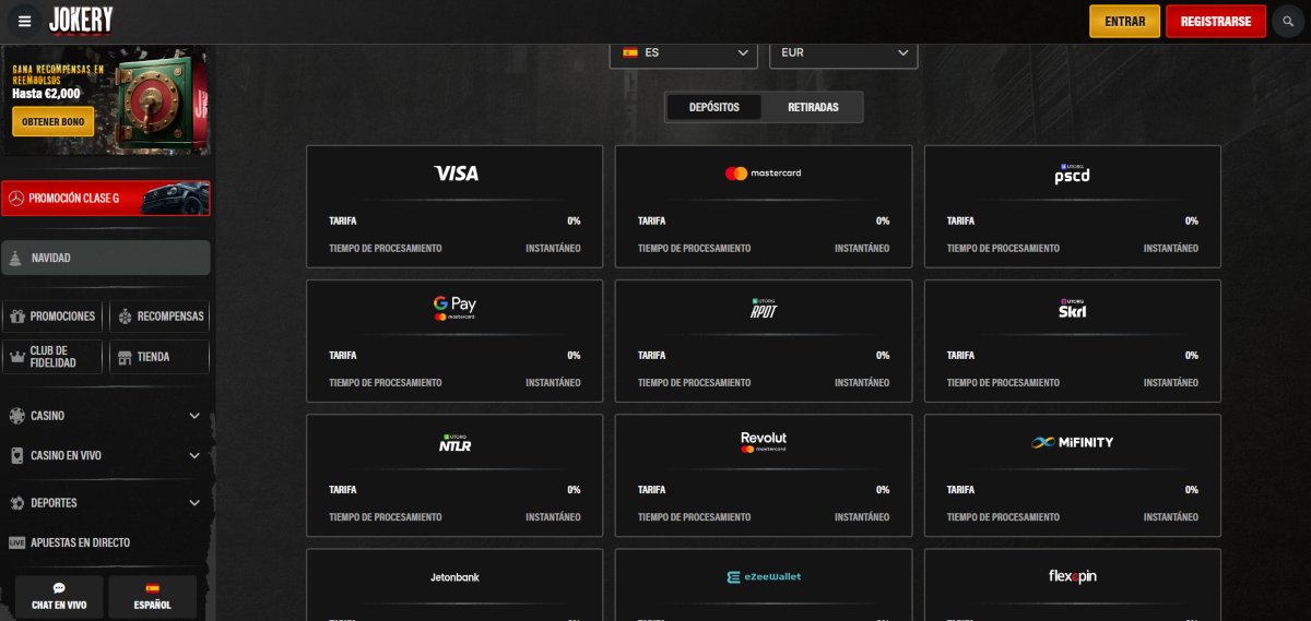Jokery permite depositar y jugar con monedas crypto y fiat