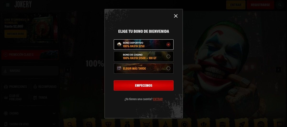 El registro en Jokery se puede completar desde diferentes países de Europa