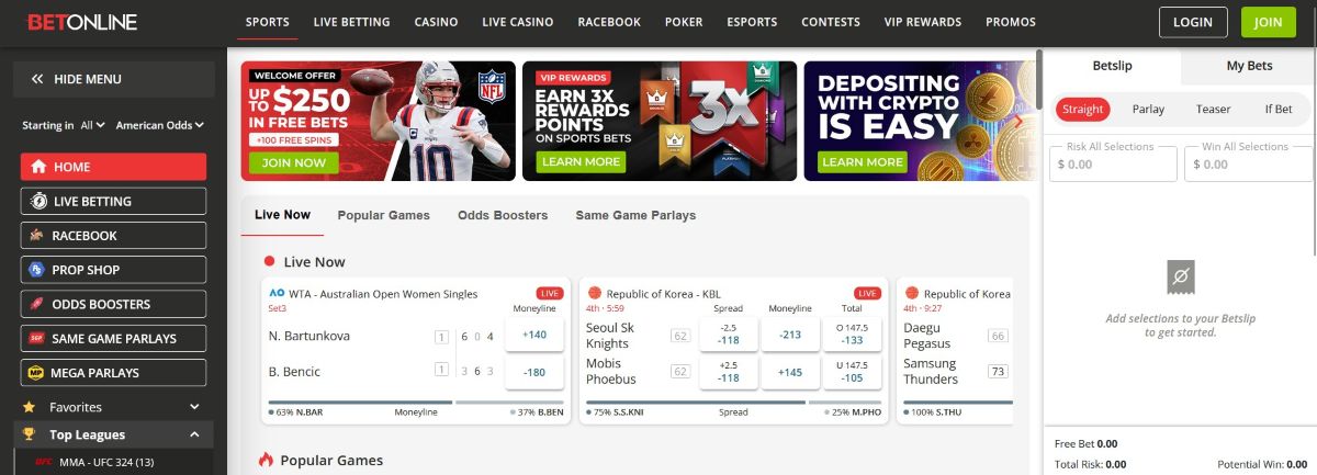 BetOnline - Ofrece miles de mercados deportivos en Texas