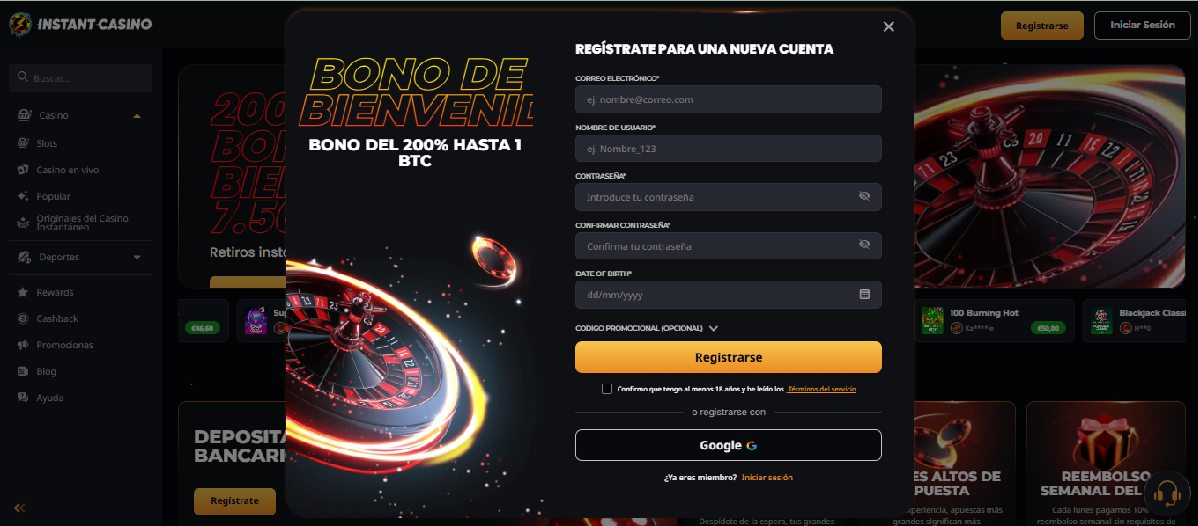 datos de registro mejores casinos online peru