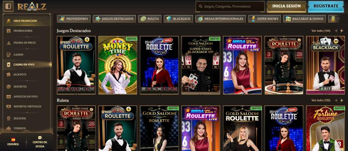 Realz cuenta con decenas de mesas en vivo online