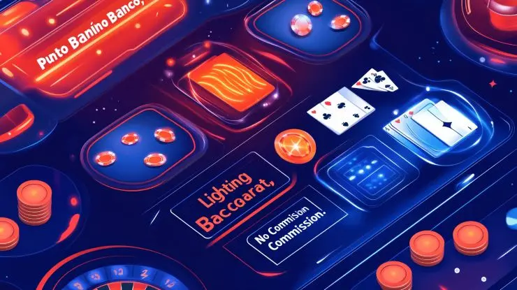 erilaiset baccarat pelin versiot, kuten no commission. punto banco, lightning baccarat