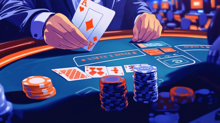 mitä blackjack on - pelipöytä, kortit ja merkit
