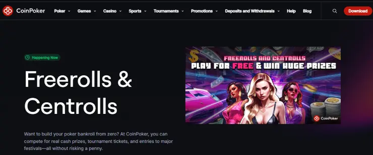 coinpoker freerollit ja centrollit