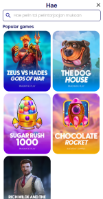 aloita pelaaminen etsimällä pelejä peliaulasta