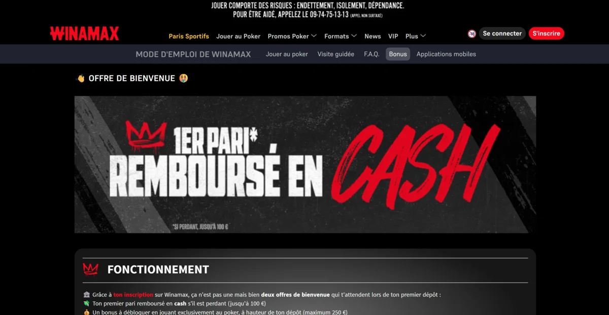 bonus bienvenue winamax casino en ligne retrait immédiat