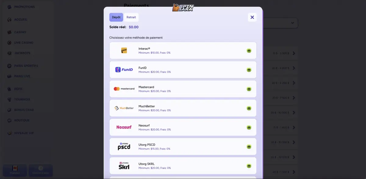 faire un dépôt sur le Meilleur site de paris sportif canada