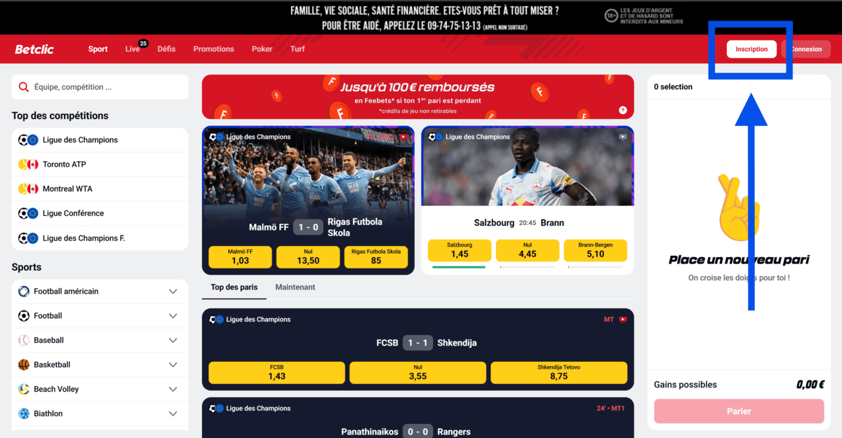 inscription meilleur site paris sportif hors arjel