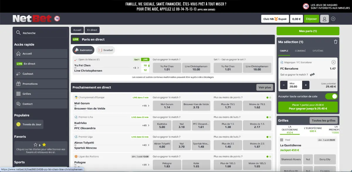 paris sportifs casino en ligne