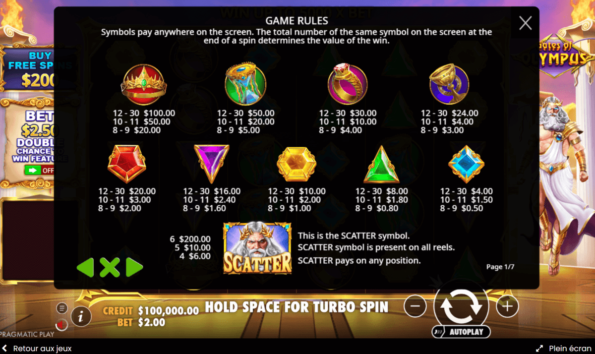 Comment jouer aux machine a sous en ligne gates of olympus table de paiement