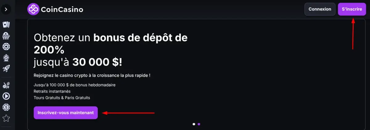 coin casino inscription