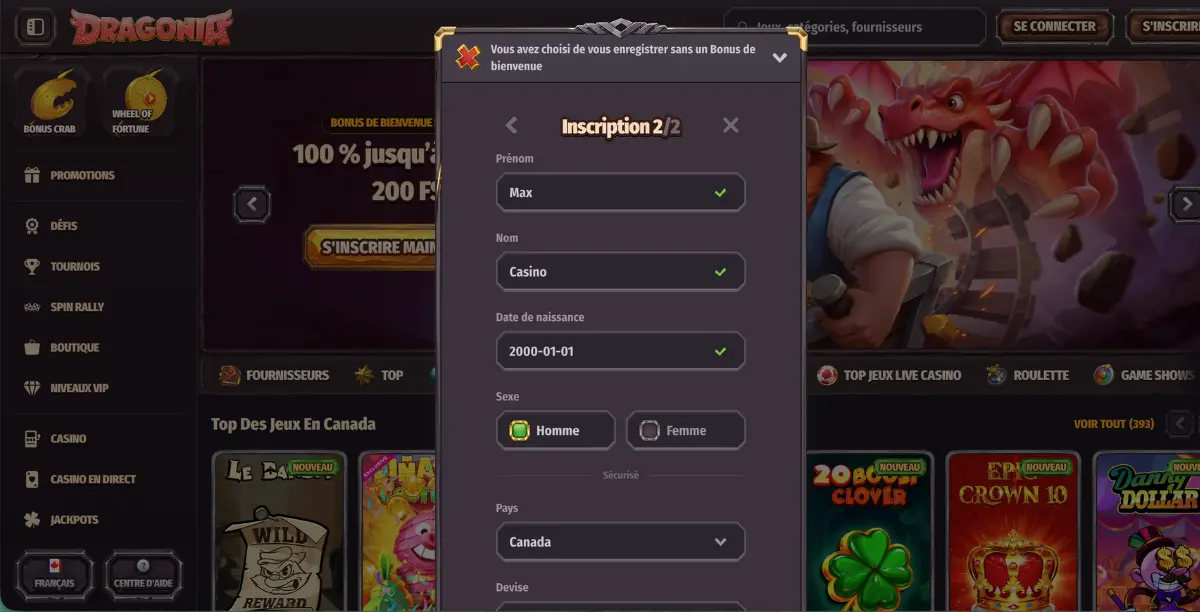 confirmer l'identité bookmaker canadien