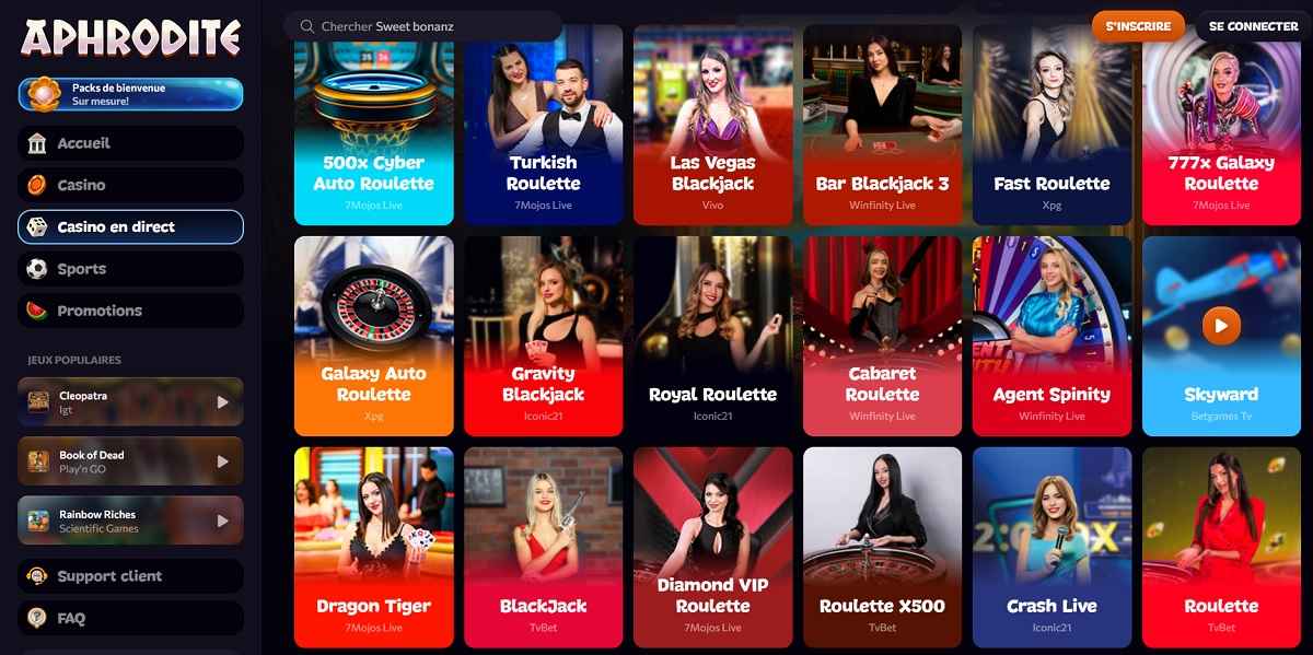 Jeux live Aphrodite casino_