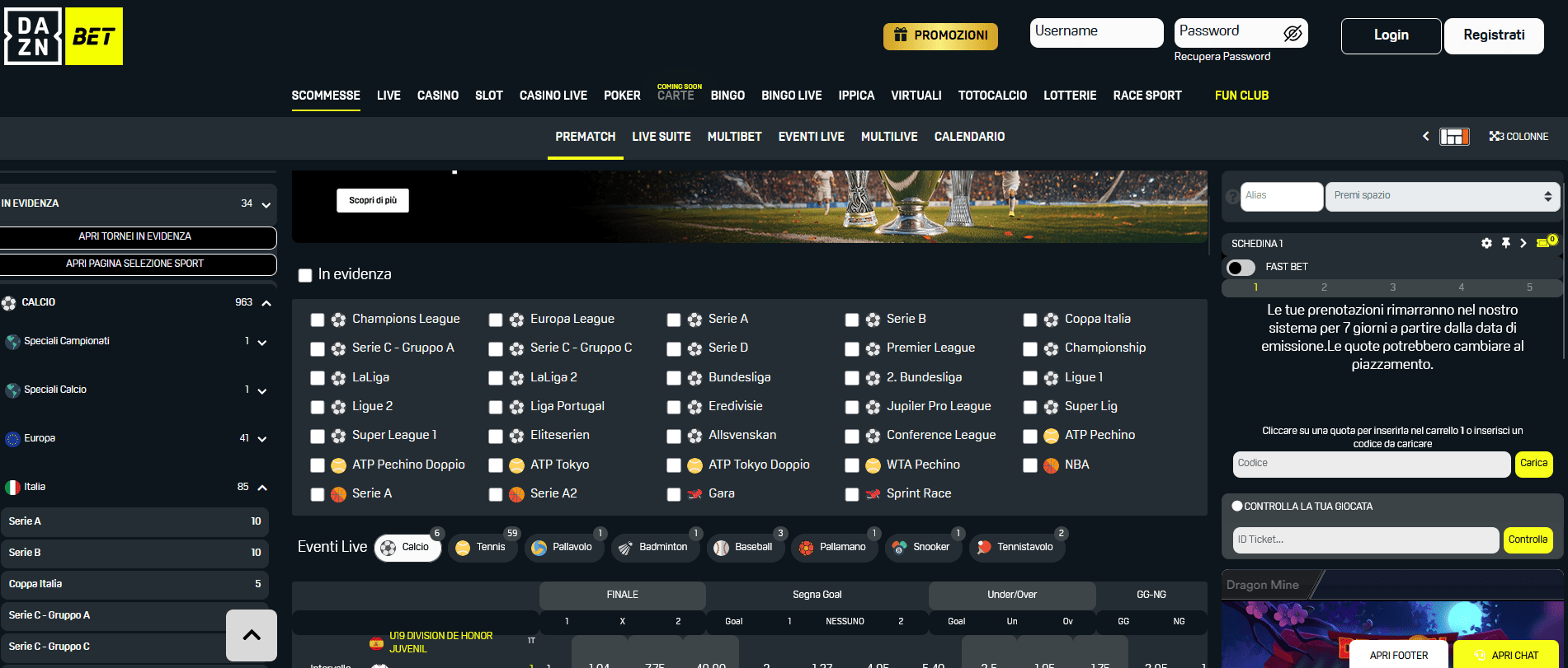 Bookmakers AAMS nuovi DAZN Bet