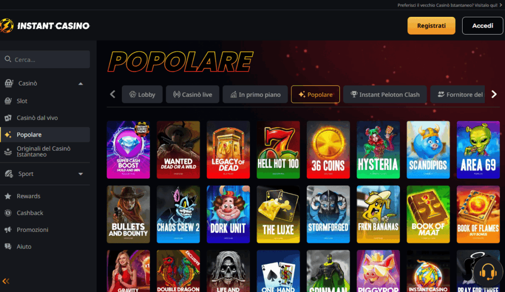 instant casino non aams
