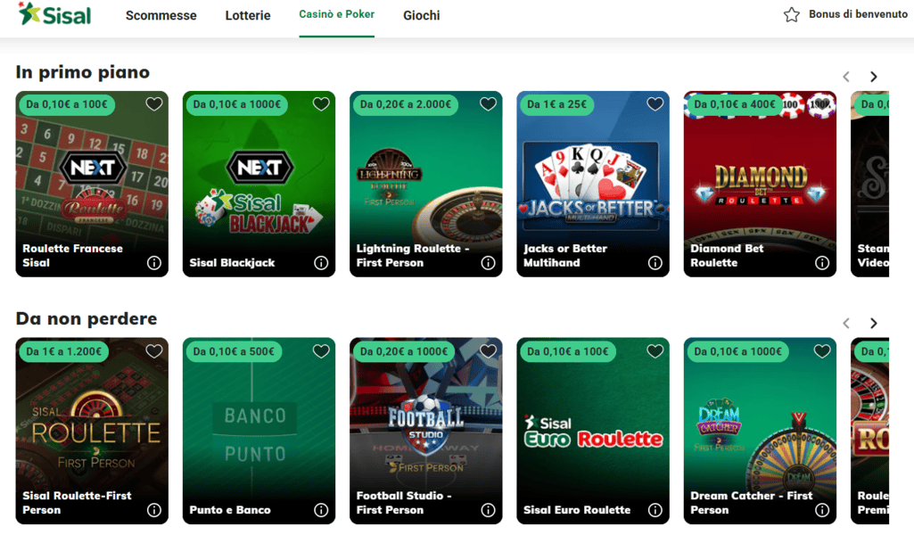 piattaforma sisal casino