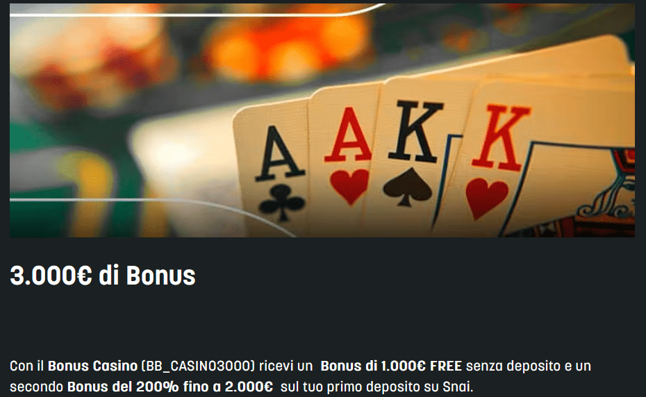 SNAI casino online con bonus senza deposito