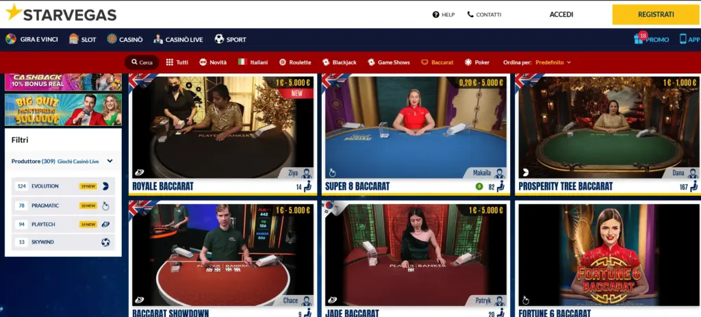 StarVegas live baccarat casino
