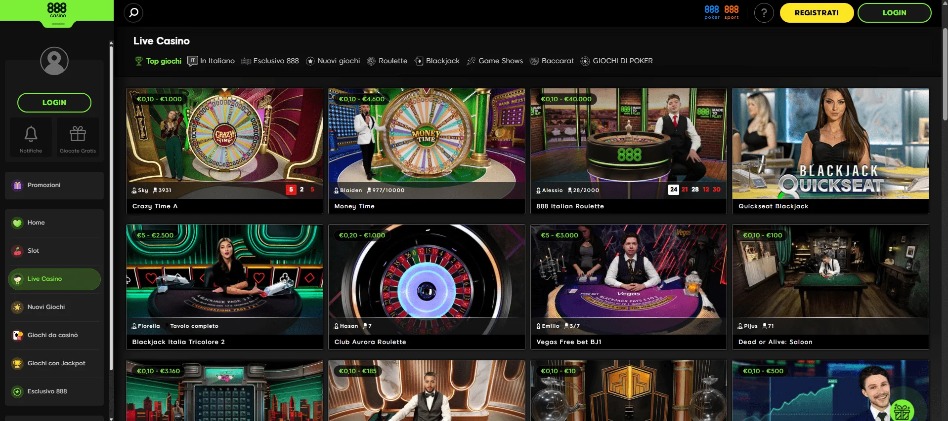 migliori casino live 888Casino