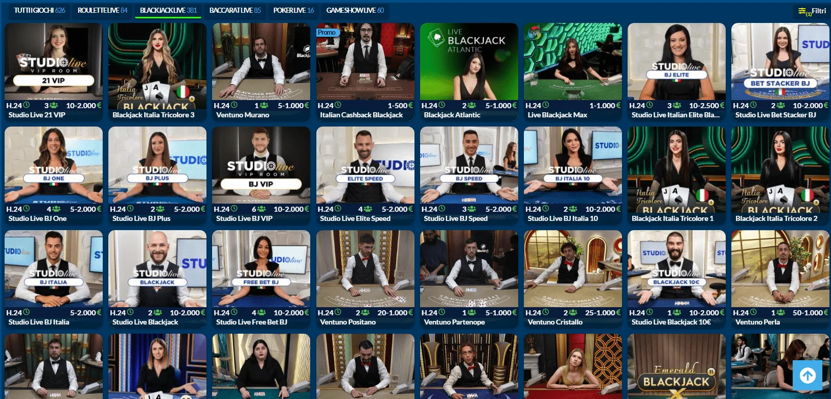 migliori siti casino live per blackjack