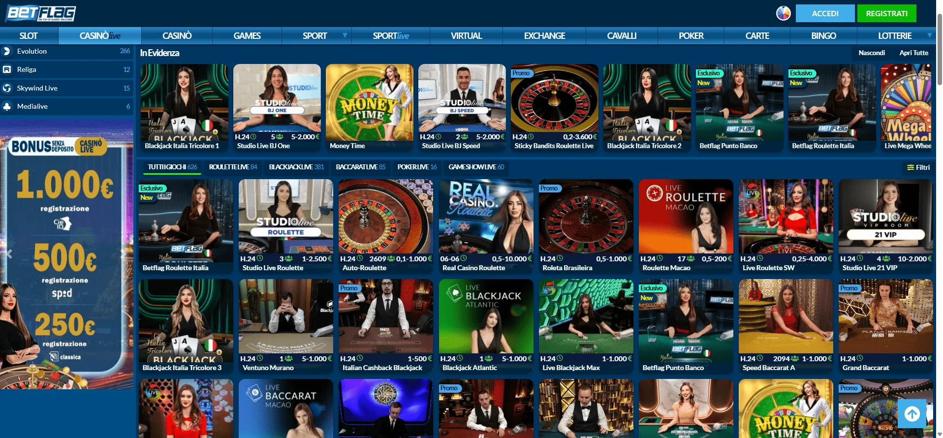migliori siti casino live BetFlag