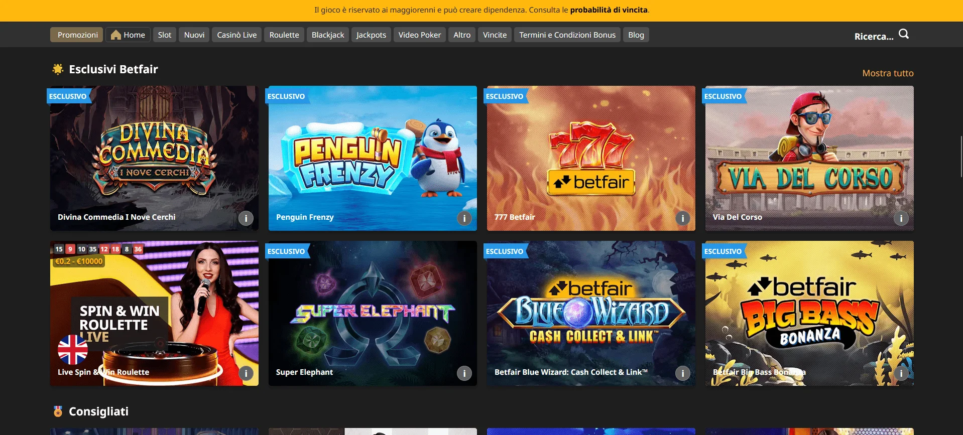 nuovi casino online Betfair