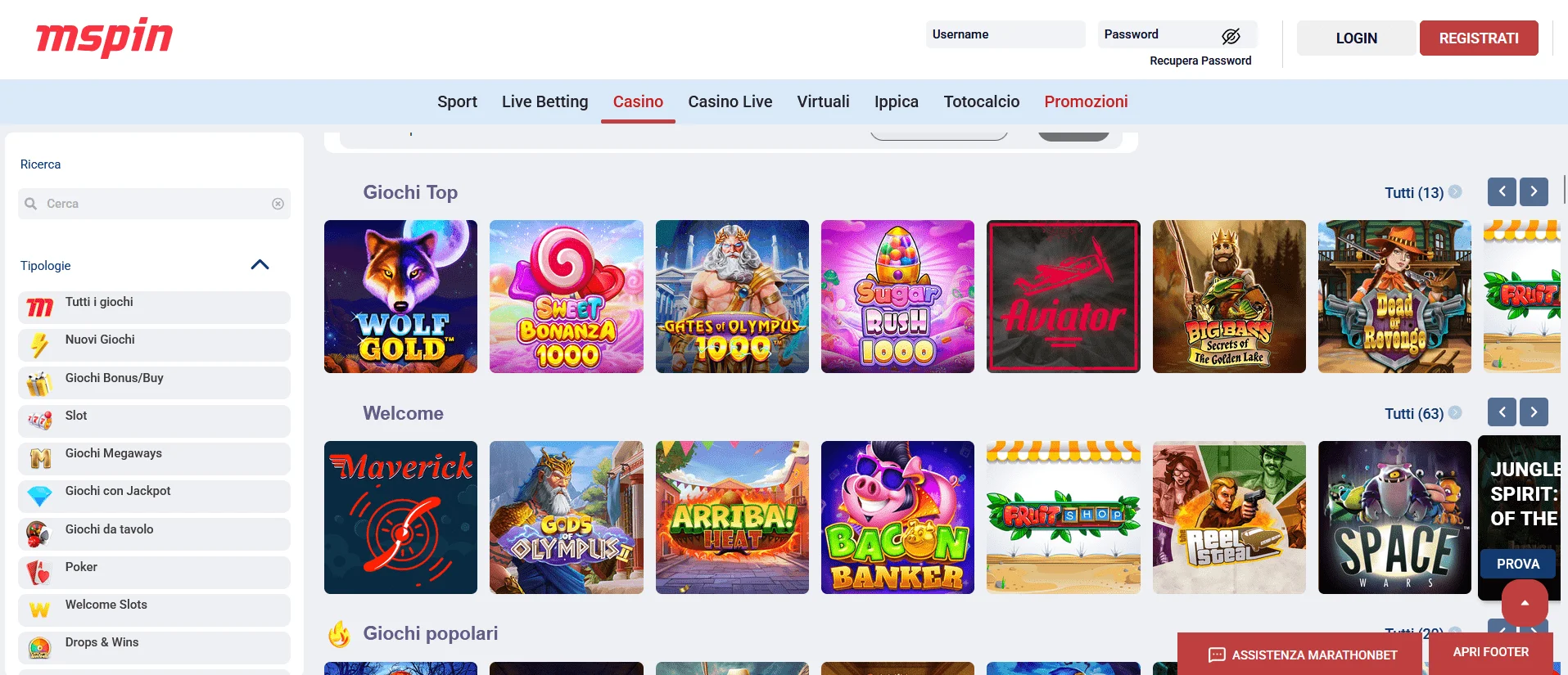 casino online nuovi italiani MarathonBet