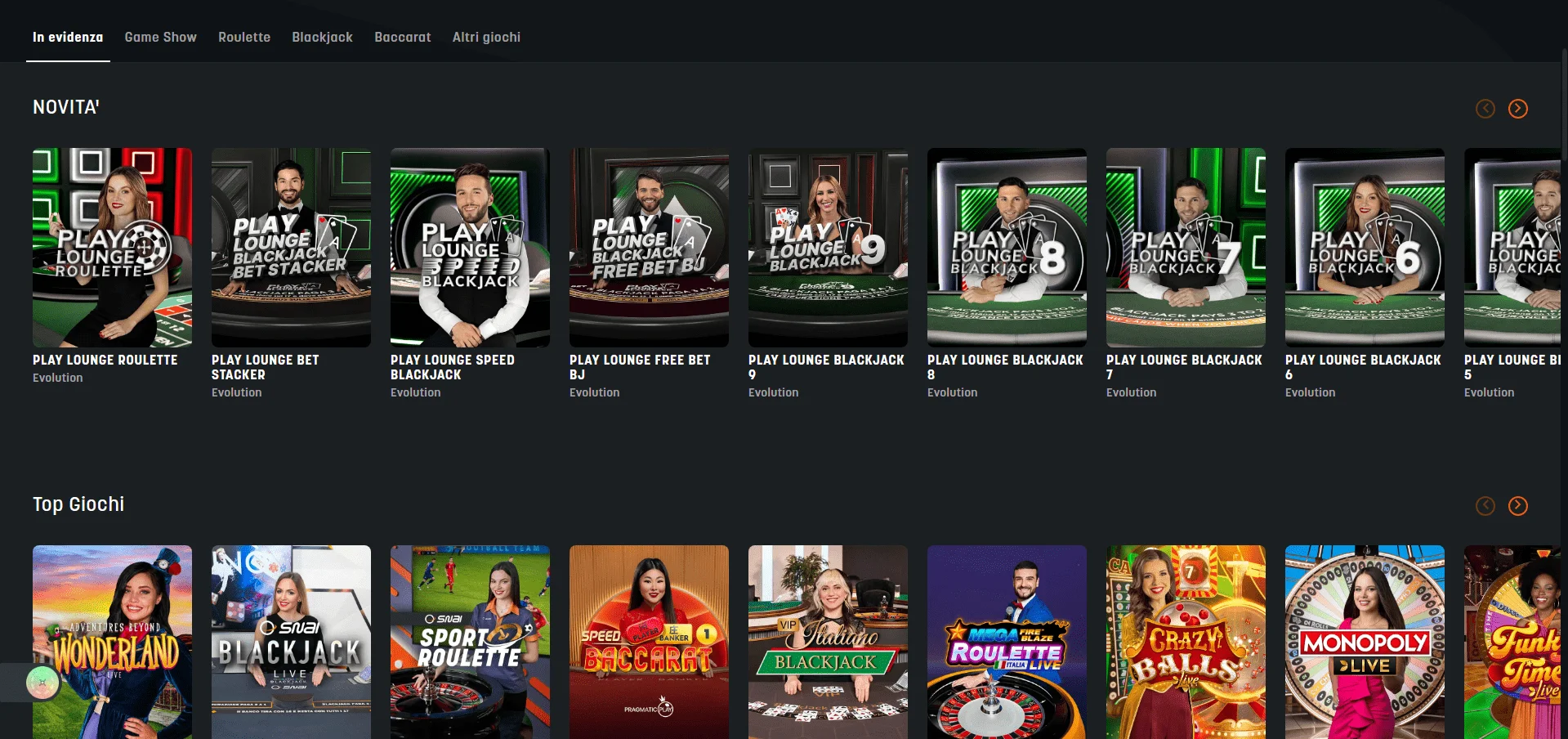 live casino SNAI