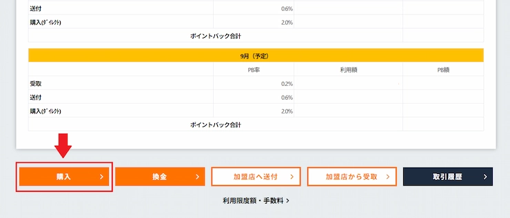 ベガウォレットへの入金