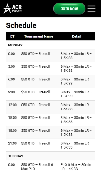 ACR ポーカー フリーロール