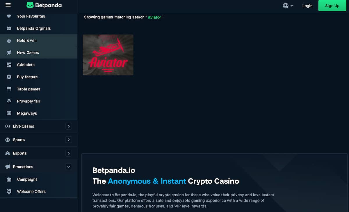 Aviator Casino bij Betpanda