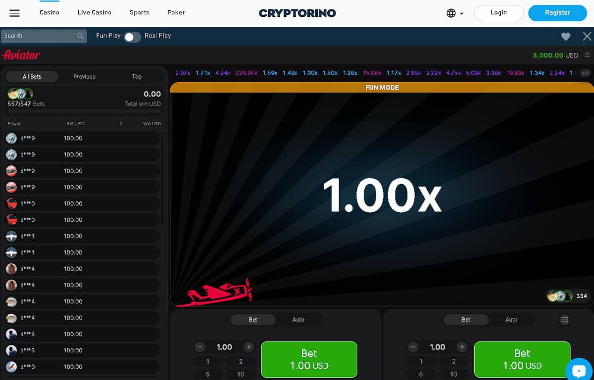Aviator free game bij Cryptorino